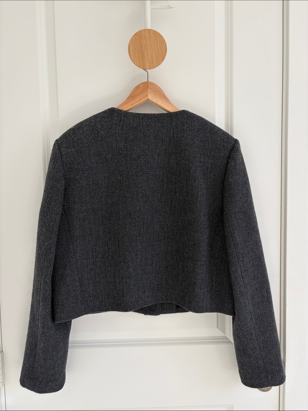New Theory Charcoal Gray Boxy Wool-Blend Jacket - Picture 3 of 6